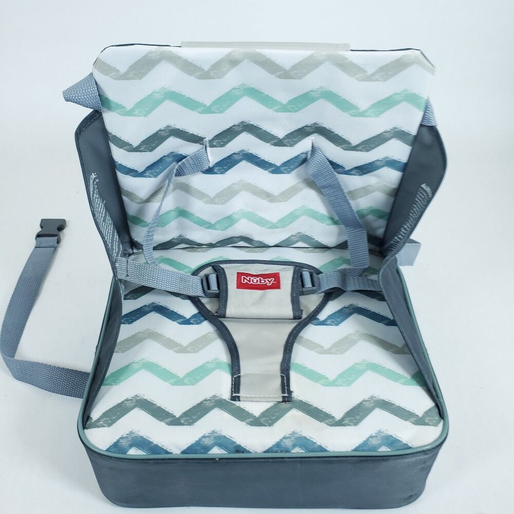 Nuby Easy Go Safety Lightweight High Chair Booster Seat, Great for Travel, Gray